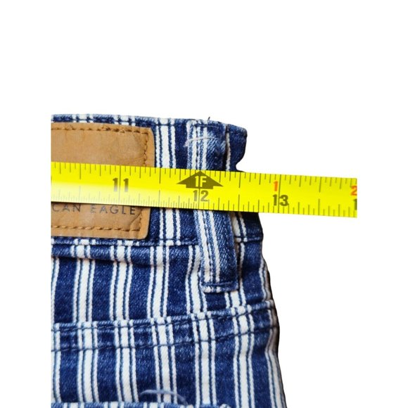 American Eagle Next Level Stretch Shorts Size 2 Blue White High Rise 5 Pocket - Picture 4 of 10